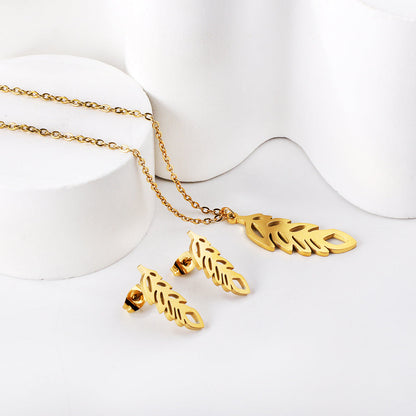 ZANORA Lara Leaf - Polished Leaf Shaped Jewelry Set