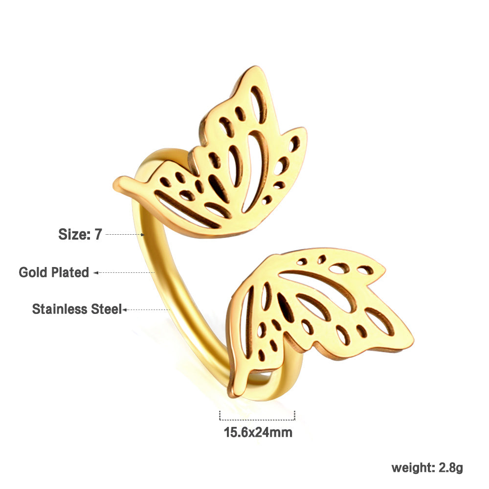 ZANORA Papillion - Size Adjustable Polished Butterfly Ring