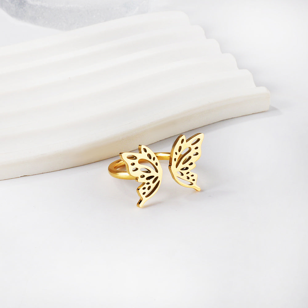 ZANORA Papillion - Size Adjustable Polished Butterfly Ring