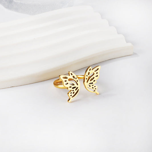 ZANORA Papillion - Size Adjustable Polished Butterfly Ring