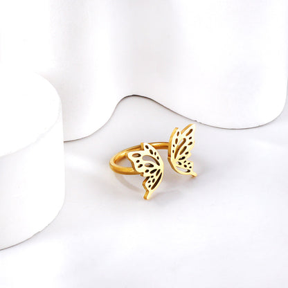 ZANORA Papillion - Size Adjustable Polished Butterfly Ring
