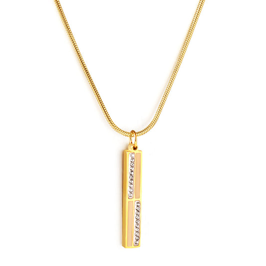ZANORA Luminous Line - Rectangular Bar + Diamond Necklace