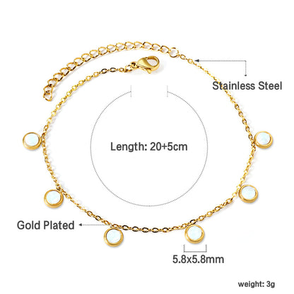 ZANORA Serene Circles- Round Cake White Shell Anklet
