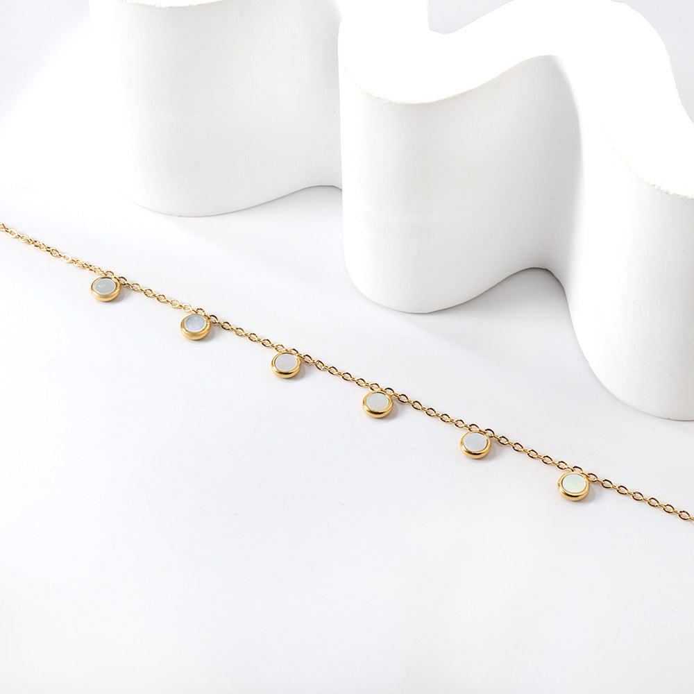 ZANORA Serene Circles- Round Cake White Shell Anklet