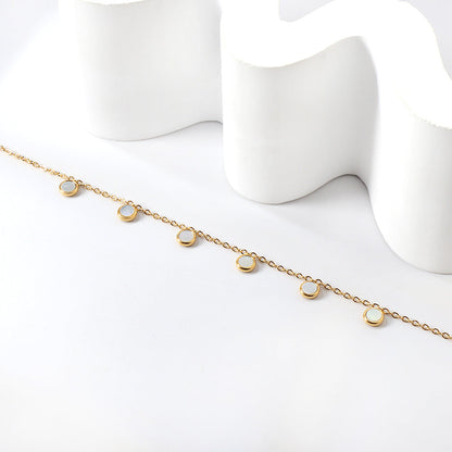 ZANORA Serene Circles- Round Cake White Shell Anklet
