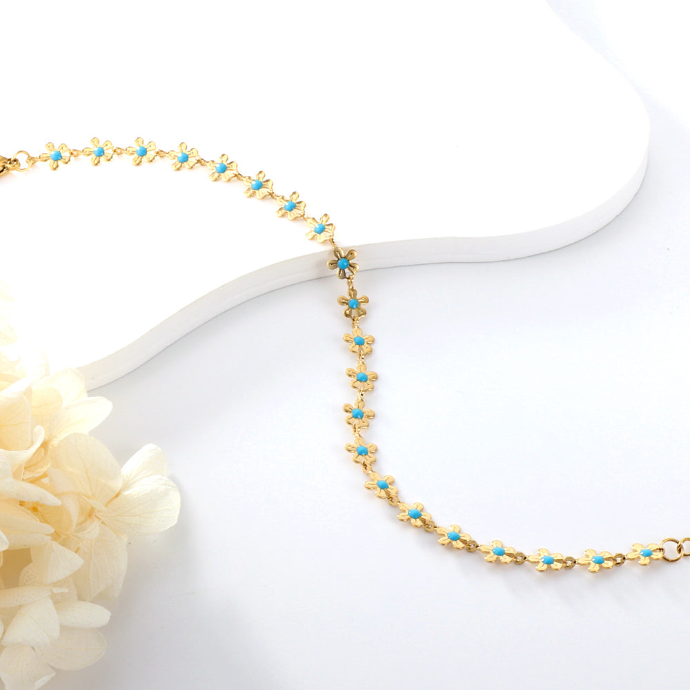 ZANORA - Peach Blossom Blue Oil Drip Bracelet