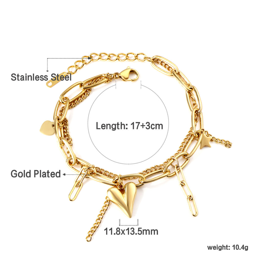 ZANORA - Heart + Long Heart Bracelet