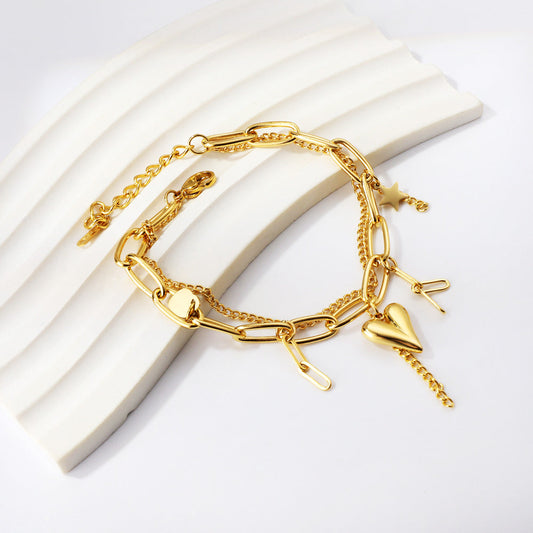 ZANORA - Heart + Long Heart Bracelet