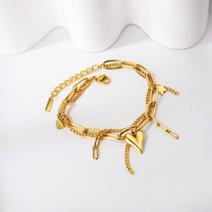 ZANORA - Heart + Long Heart Bracelet