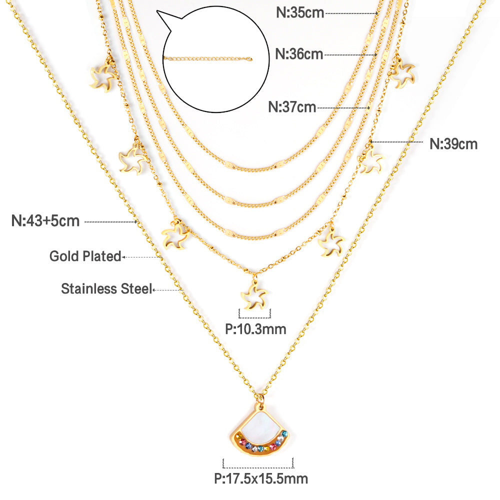 ZANORA - Multilayered With Mixed Diamonds Pendant Necklace