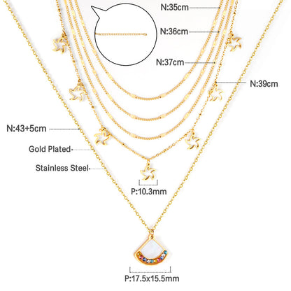 ZANORA - Multilayered With Mixed Diamonds Pendant Necklace