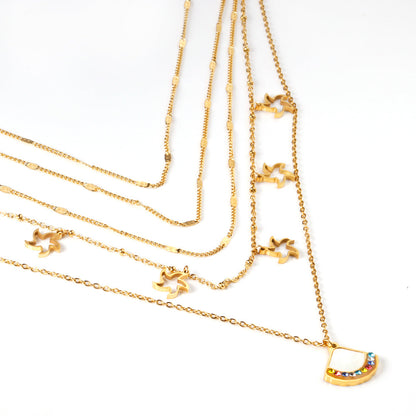 ZANORA - Multilayered With Mixed Diamonds Pendant Necklace