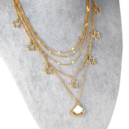 ZANORA - Multilayered With Mixed Diamonds Pendant Necklace
