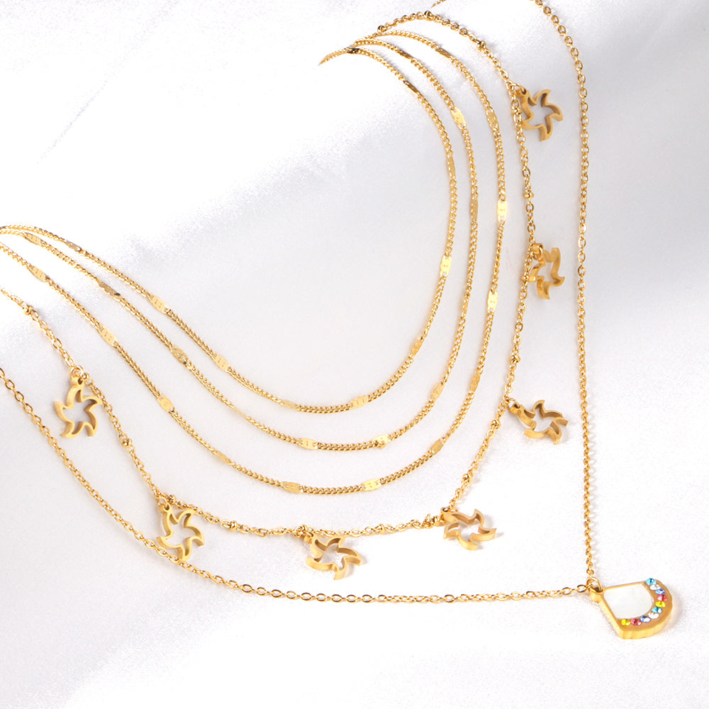 ZANORA - Multilayered With Mixed Diamonds Pendant Necklace