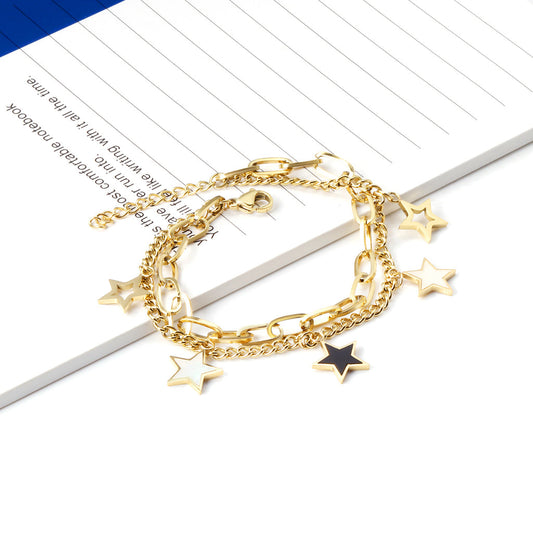 ZANORA  - Double Chained Star Bracelet