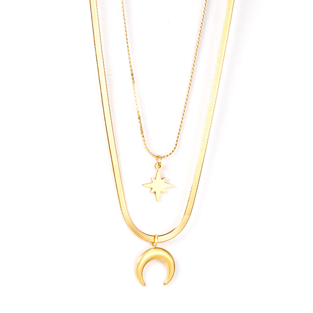 ZANORA  - Double Layered Star Pendant Necklace
