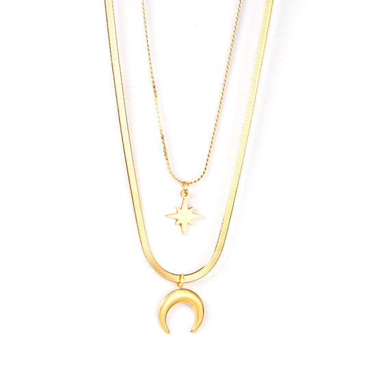 ZANORA  - Double Layered Star Pendant Necklace