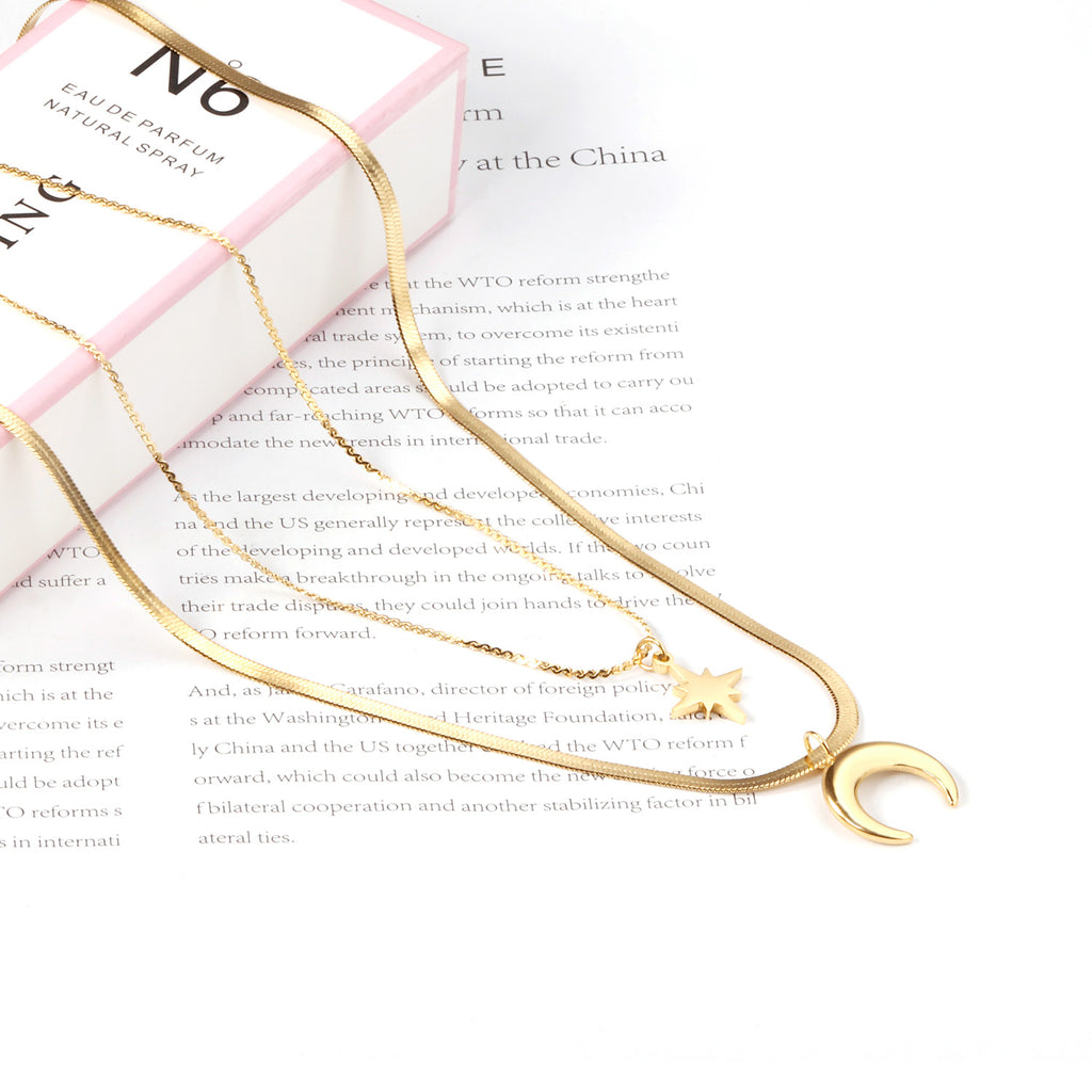 ZANORA  - Double Layered Star Pendant Necklace