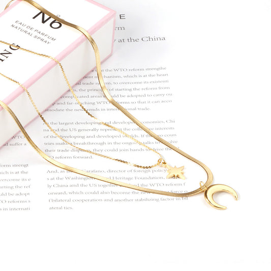 ZANORA  - Double Layered Star Pendant Necklace