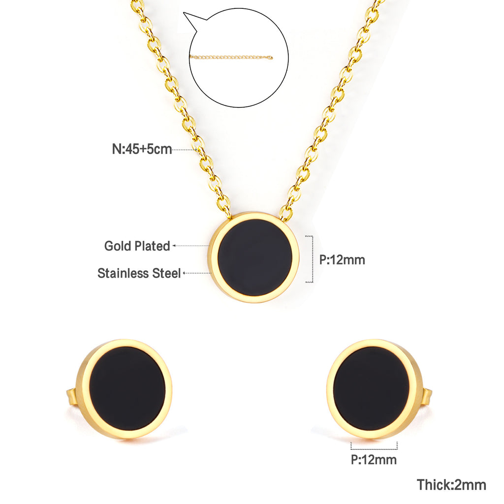 ZANORA - Round Black Shell Jewelry Set