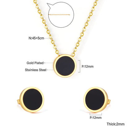 ZANORA - Round Black Shell Jewelry Set