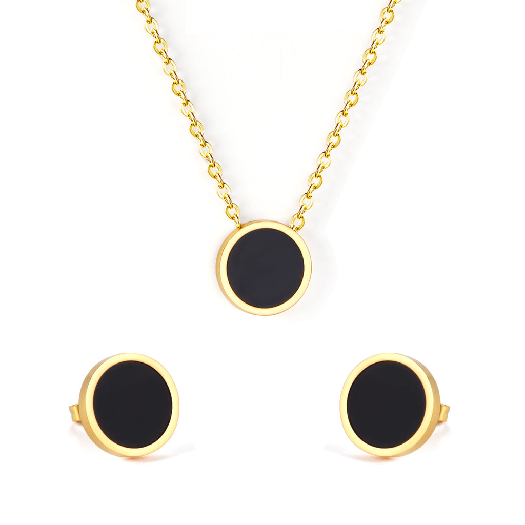 ZANORA - Round Black Shell Jewelry Set