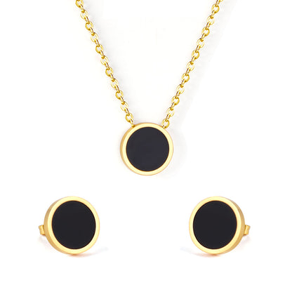 ZANORA - Round Black Shell Jewelry Set
