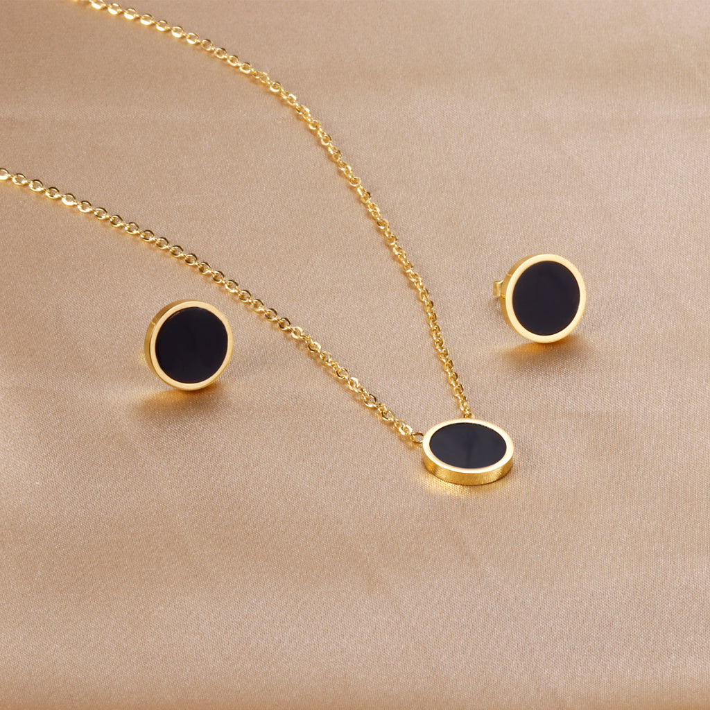 ZANORA - Round Black Shell Jewelry Set