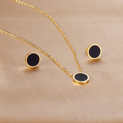ZANORA - Round Black Shell Jewelry Set
