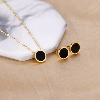 ZANORA - Round Black Shell Jewelry Set