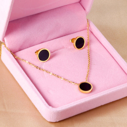 ZANORA - Round Black Shell Jewelry Set