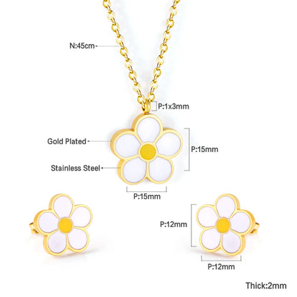 ZANORA Daisy Glow - Peach Blossom Oil Drip White Jewelry Set