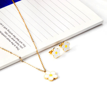 ZANORA Daisy Glow - Peach Blossom Oil Drip White Jewelry Set
