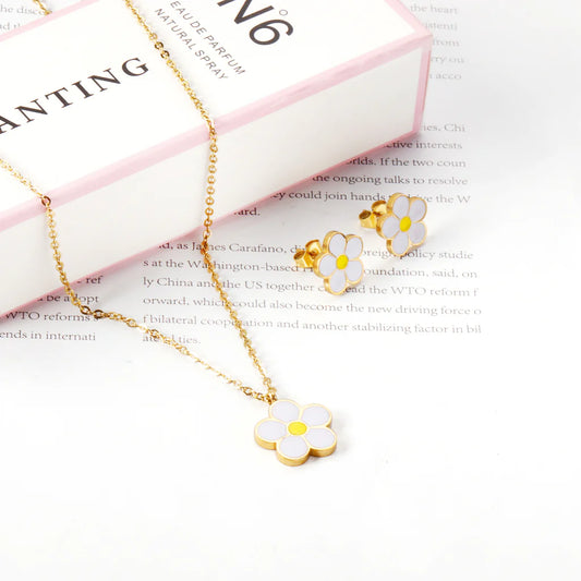 ZANORA Daisy Glow - Peach Blossom Oil Drip White Jewelry Set