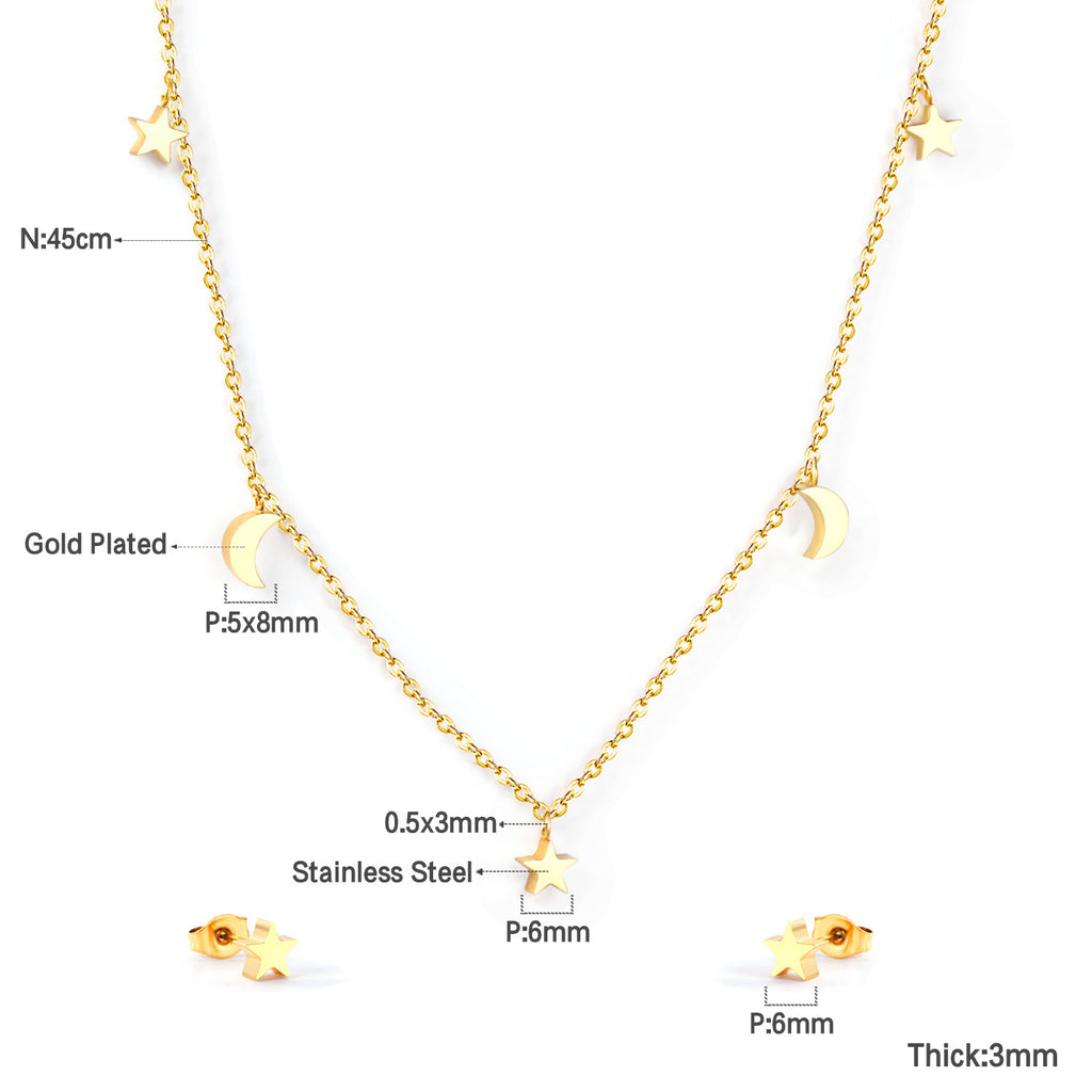 ZANORA Noor & Najma - 3 stars + 2 moons Glossy Jewelry Set