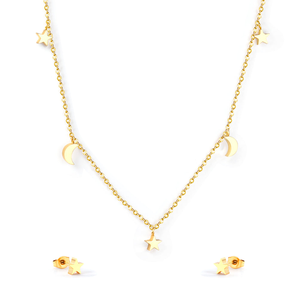 ZANORA Noor & Najma - 3 stars + 2 moons Glossy Jewelry Set