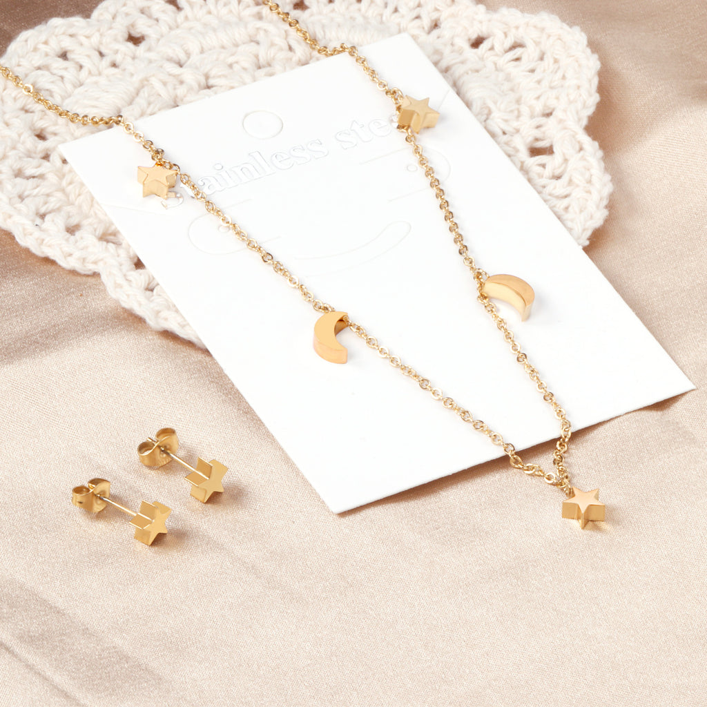 ZANORA Noor & Najma - 3 stars + 2 moons Glossy Jewelry Set