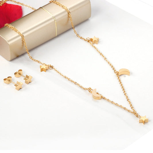 ZANORA Noor & Najma - 3 stars + 2 moons Glossy Jewelry Set