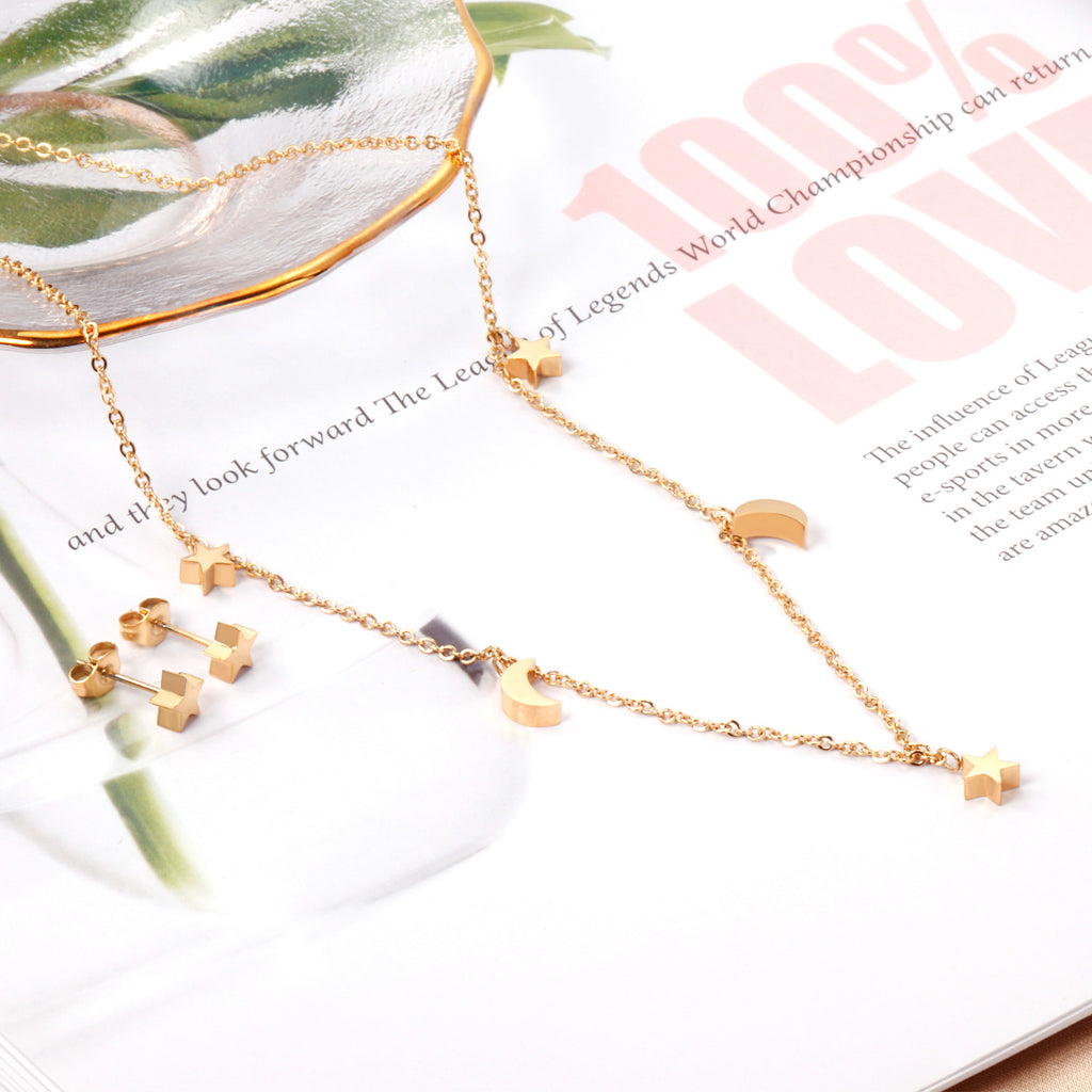 ZANORA Noor & Najma - 3 stars + 2 moons Glossy Jewelry Set