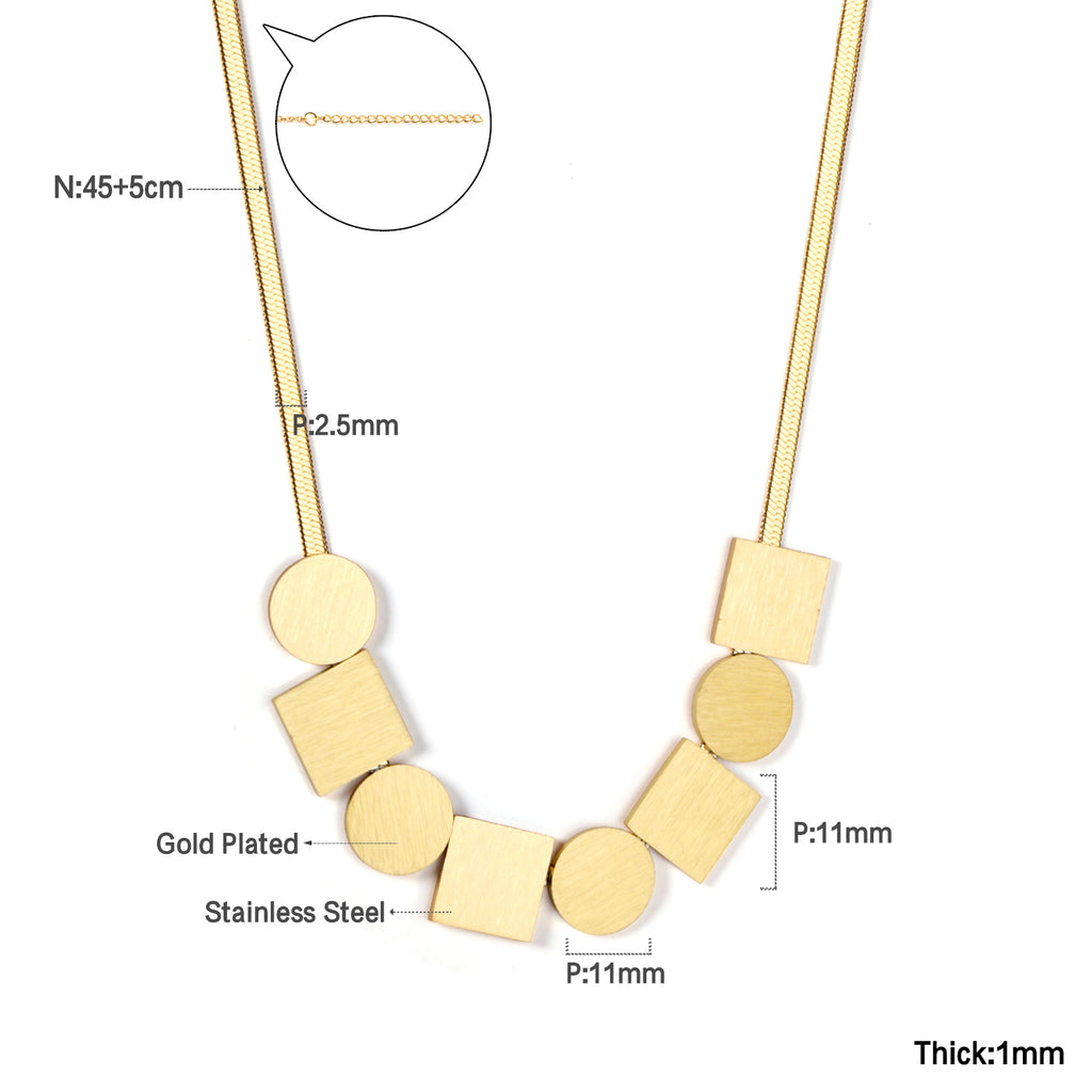 ZANORA  - Square Brushed Pendant Necklace