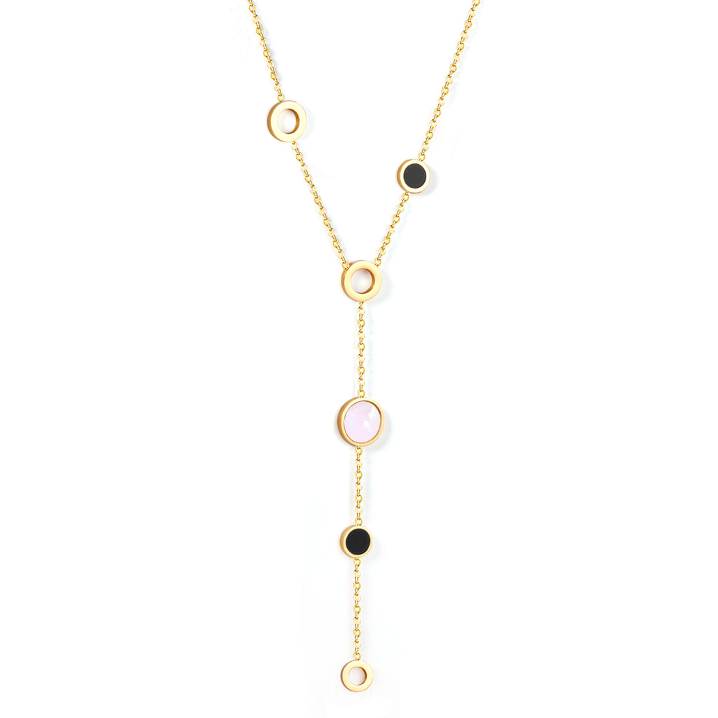 ZANORA - Black and White Shell Pendant Necklace
