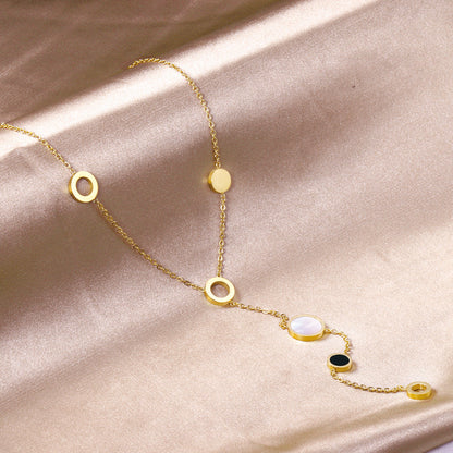 ZANORA - Black and White Shell Pendant Necklace