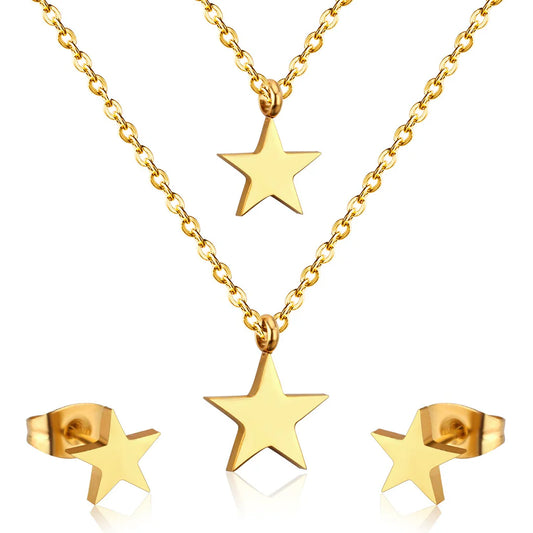 ZANORA Twin stars - Double Layered Star Jewelry Set