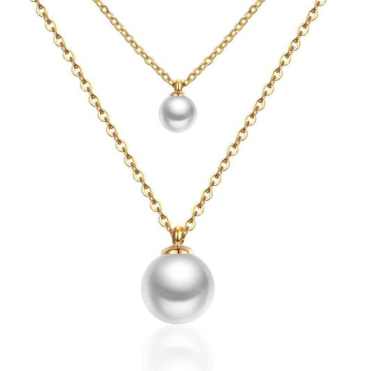 ZANORA  - Pearl Double Layered Pendant Necklace