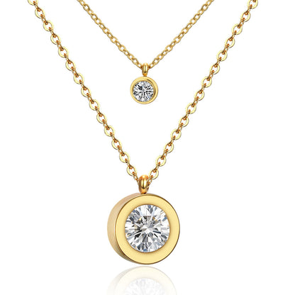 ZANORA Double Glow - Round Cubic Zirconia Necklace