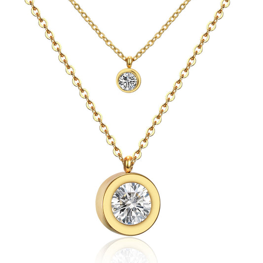 ZANORA Double Glow - Round Cubic Zirconia Necklace