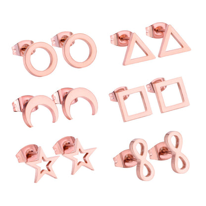 ZANORA  - Round Square Triangle Star Moon 6Pairs/box Earring