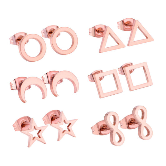 ZANORA  - Round Square Triangle Star Moon 6Pairs/box Earring