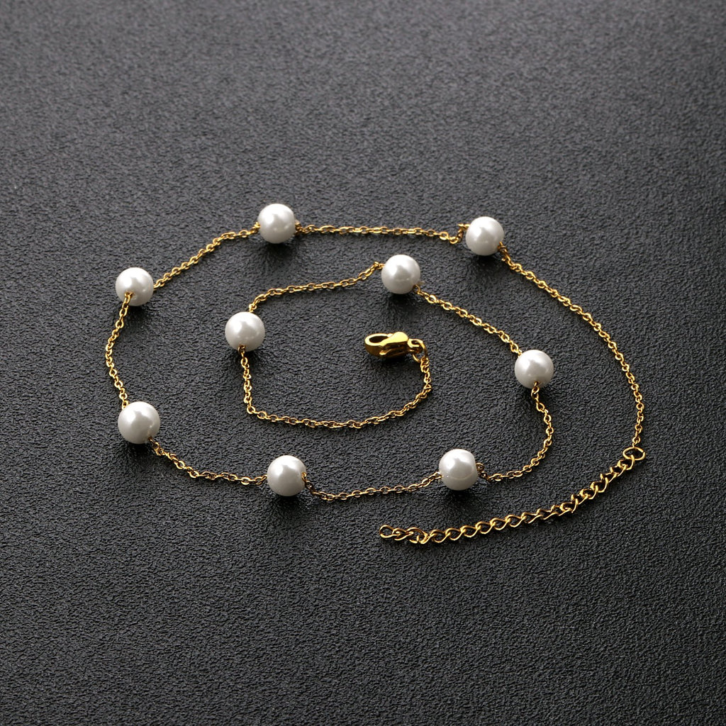 ZANORA - Gold Pearl Pendant Link Necklace
