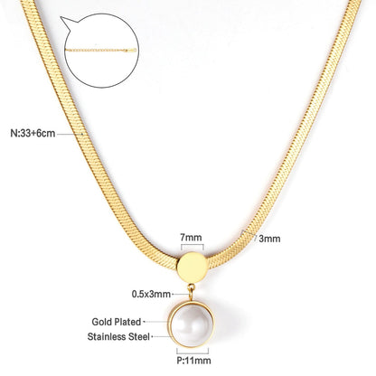 ZANORA  - White Pearl Flat Pendant Necklace